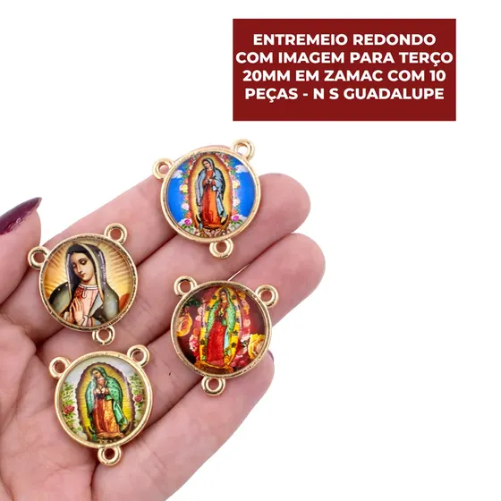 Entremeio Redondo Com Imagem Para Terco 20Mm Em Zamac Com 10 Pecas - N S Guadalupe