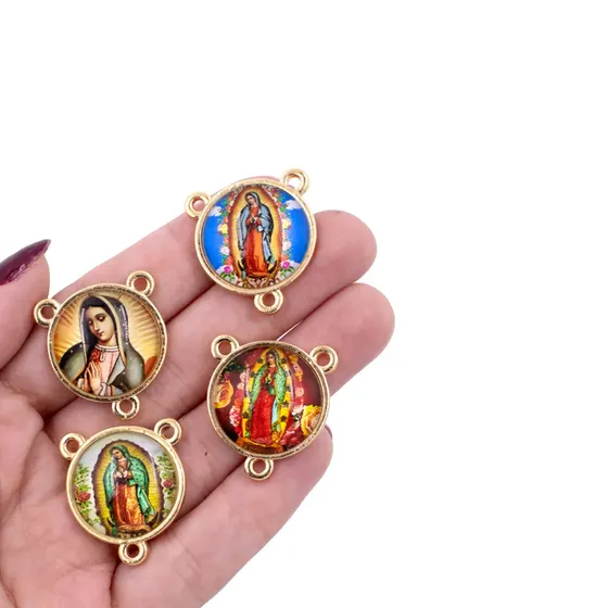 Entremeio Redondo Com Imagem Para Terco 20Mm Em Zamac Com 10 Pecas - N S Guadalupe