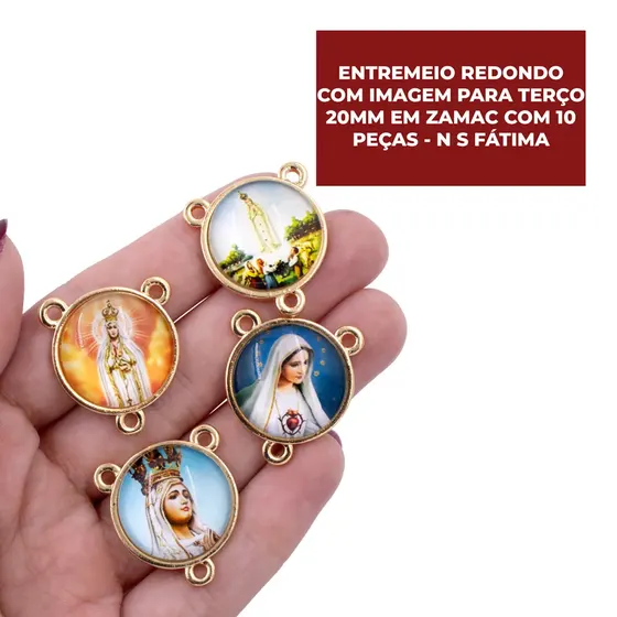 Entremeio Redondo Com Imagem Para Terco 20Mm Em Zamac Com 10 Pecas - N S Fatima