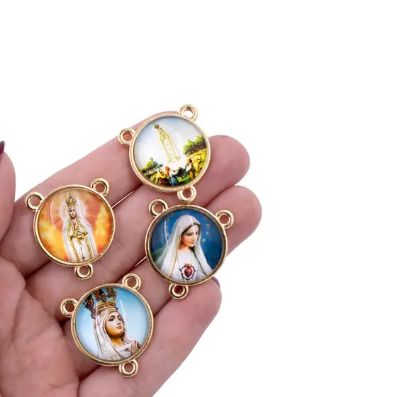 Entremeio Redondo Com Imagem Para Terco 20Mm Em Zamac Com 10 Pecas - N S Fatima