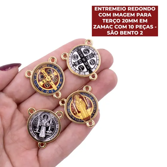 Entremeio Redondo Com Imagem Para Terco 20Mm Em Zamac Com 10 Pecas - Sao Bento 2