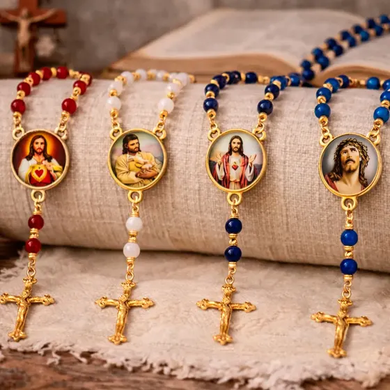 Entremeio Redondo Com Imagem Para Terco 20Mm Em Zamac Com 10 Pecas - Jesus Cristo