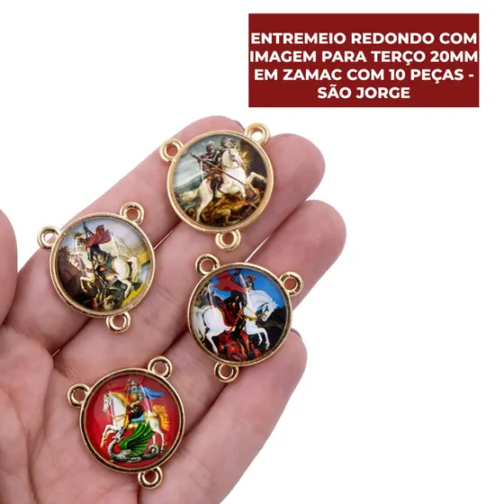 Entremeio Redondo Com Imagem Para Terco 20Mm Em Zamac Com 10 Pecas - Sao Jorge