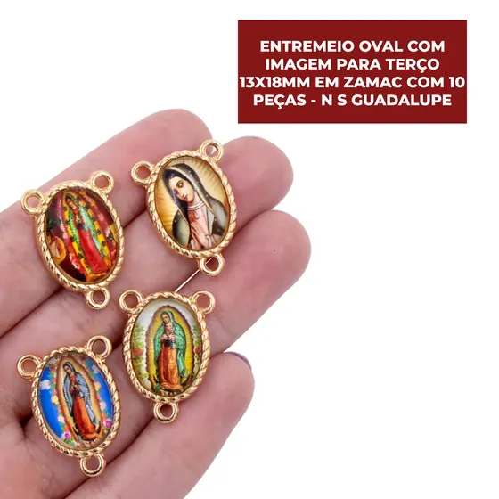 Entremeio Oval Com Imagem Para Terco 13X18Mm Em Zamac Com 10 Pecas - N S Guadalupe