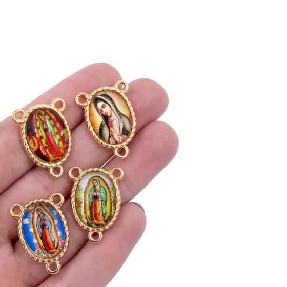 Entremeio Oval Com Imagem Para Terco 13X18Mm Em Zamac Com 10 Pecas - N S Guadalupe