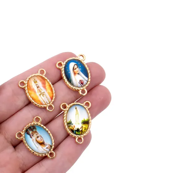 Entremeio Oval Com Imagem Para Terco 13X18Mm Em Zamac Com 10 Pecas - N S Fatima