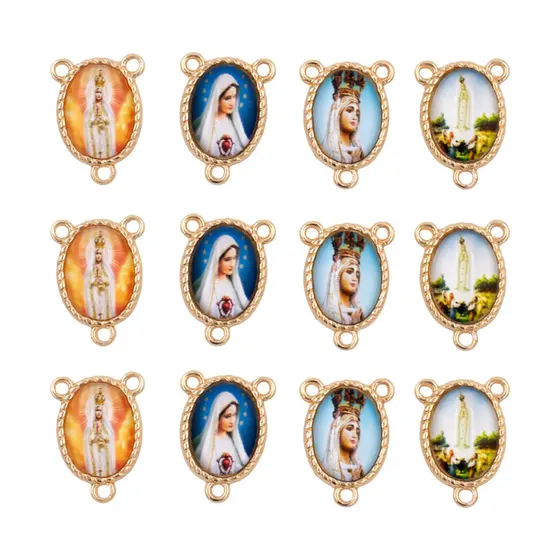 Entremeio Oval Com Imagem Para Terco 13X18Mm Em Zamac Com 10 Pecas - N S Fatima