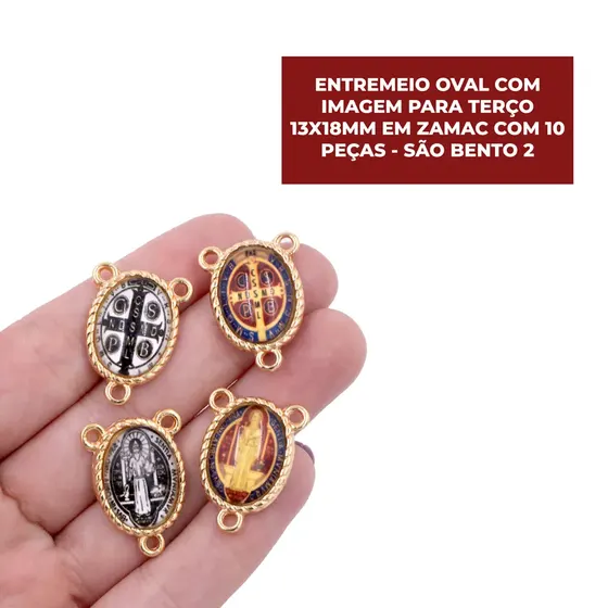 Entremeio Oval Com Imagem Para Terco 13X18Mm Em Zamac Com 10 Pecas - Sao Bento 2