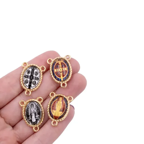 Entremeio Oval Com Imagem Para Terco 13X18Mm Em Zamac Com 10 Pecas - Sao Bento 2