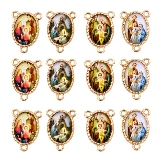 Entremeio Oval Com Imagem Para Terco 13X18Mm Em Zamac Com 10 Pecas - Sagrada Familia
