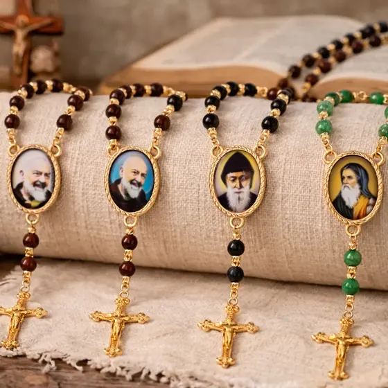 Entremeio Oval Com Imagem Para Terco 13X18Mm Em Zamac Com 10 Pecas - Padre Pio E S Bento