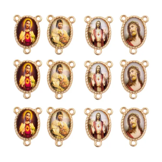 Entremeio Oval Com Imagem Para Terco 13X18Mm Em Zamac Com 10 Pecas - Jesus Cristo