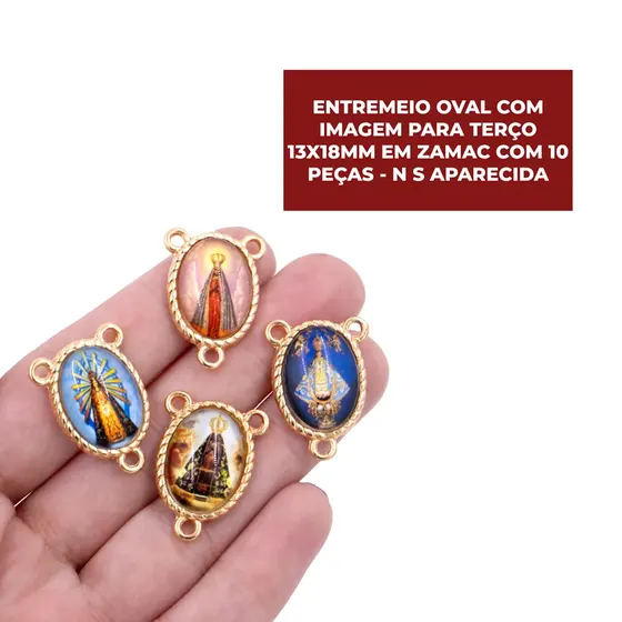 Entremeio Oval Com Imagem Para Terco 13X18Mm Em Zamac Com 10 Pecas - N S Aparecida