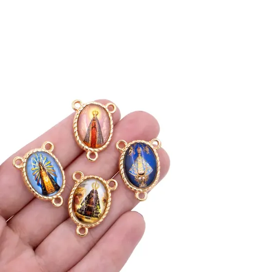 Entremeio Oval Com Imagem Para Terco 13X18Mm Em Zamac Com 10 Pecas - N S Aparecida
