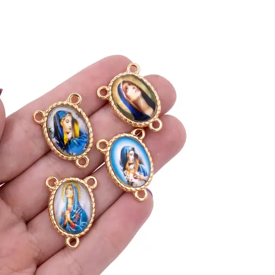 Entremeio Oval Com Imagem Para Terco 13X18Mm Em Zamac Com 10 Pecas - N S Das Dores
