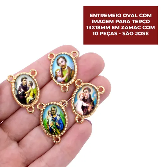 Entremeio Oval Com Imagem Para Terco 13X18Mm Em Zamac Com 10 Pecas - Sao Jose