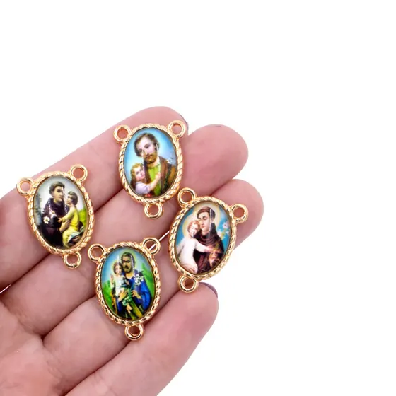 Entremeio Oval Com Imagem Para Terco 13X18Mm Em Zamac Com 10 Pecas - Sao Jose