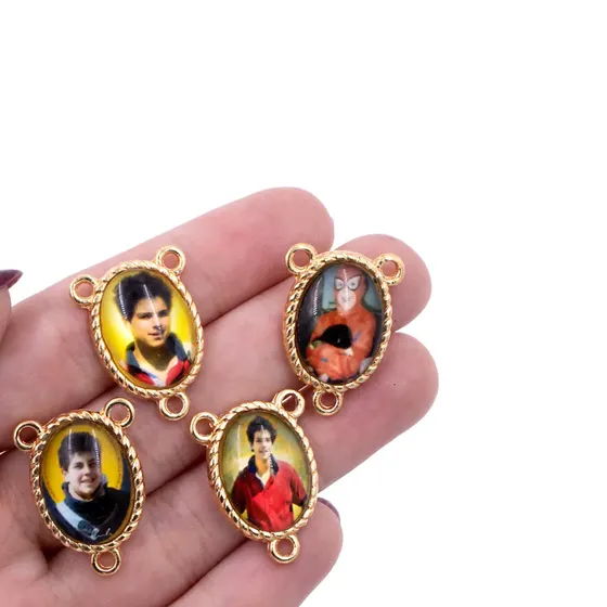 Entremeio Oval Com Imagem Para Terco 13X18Mm Em Zamac Com 10 Pecas - Carlos Acutis