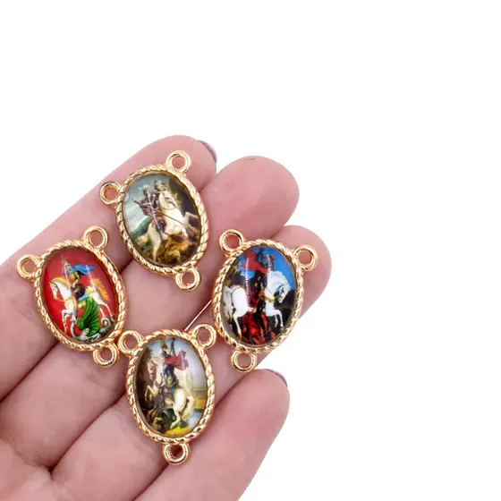 Entremeio Oval Com Imagem Para Terco 13X18Mm Em Zamac Com 10 Pecas - Sao Jorge