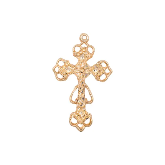 Pingente Cataforetico Cruz Vazada 52X31Mm Em Zamac Com 07 Pecas