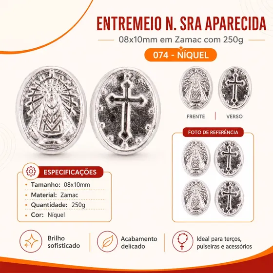 Entremeio N. Sra Aparecida 08X10Mm Em Zamac Com 250G