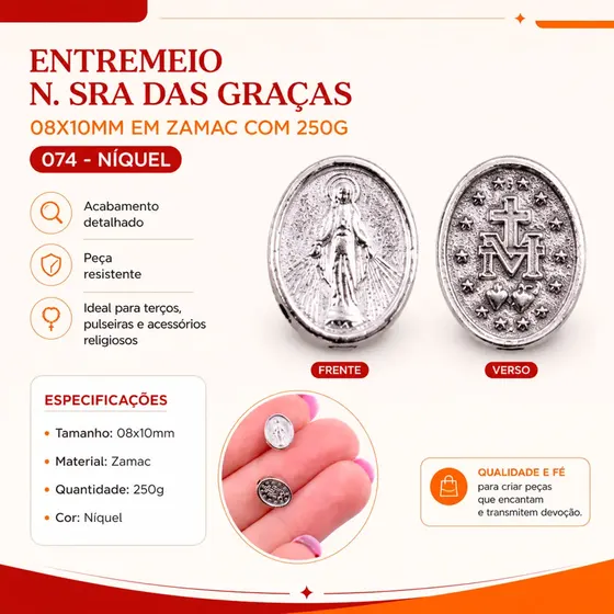 Entremeio N. Sra Das Gracas 08X10Mm Em Zamac Com 250G