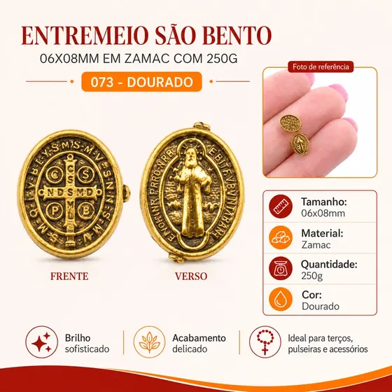 Entremeio Sao Bento 06X08Mm Em Zamac Com 250G