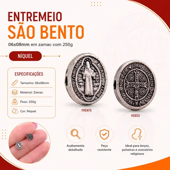 Entremeio Sao Bento 06X08Mm Em Zamac Com 250G