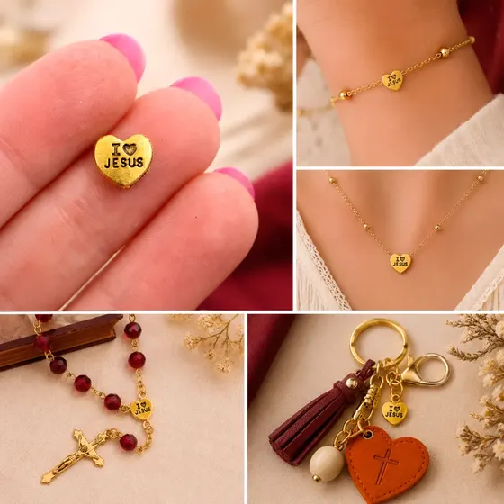 Entremeio Coracao I Love Jesus 08X08Mm Em Zamac Com 250G