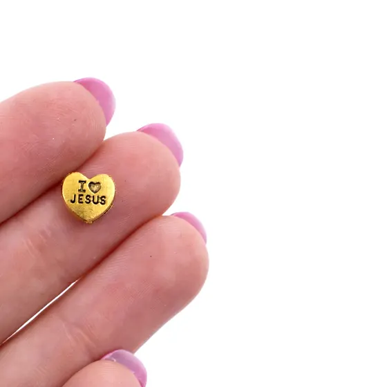 Entremeio Coracao I Love Jesus 08X08Mm Em Zamac Com 250G