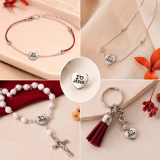 Entremeio Coracao I Love Jesus 08X08Mm Em Zamac Com 250G