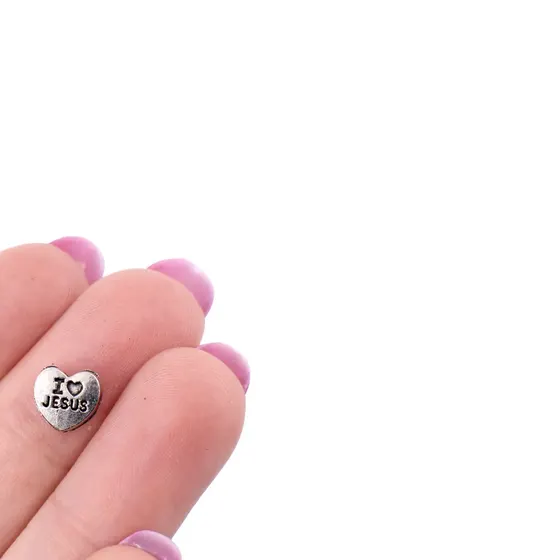 Entremeio Coracao I Love Jesus 08X08Mm Em Zamac Com 250G