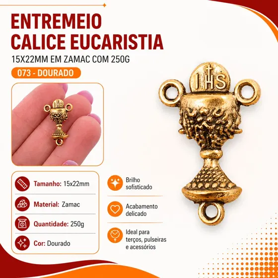 Entremeio Calice Eucaristia 15X22Mm Em Zamac Com 250G