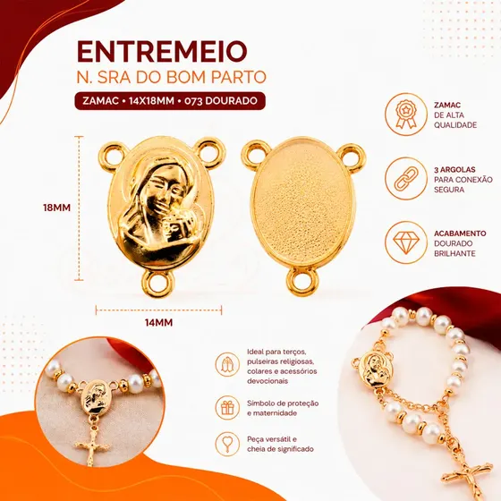 Entremeio N. Sra Do Bom Parto 14X18Mm Em Zamac Com 250G