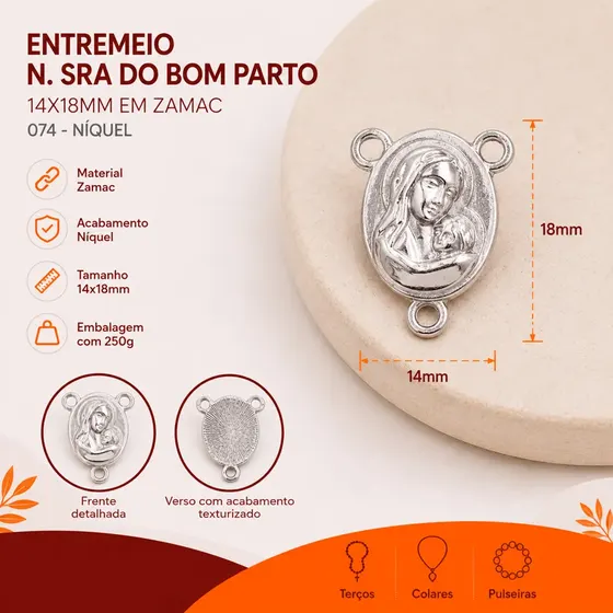 Entremeio N. Sra Do Bom Parto 14X18Mm Em Zamac Com 250G