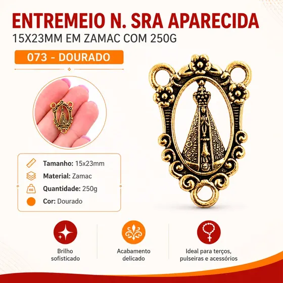 Entremeio N. Sra Aparecida 15X23Mm Em Zamac Com 250G