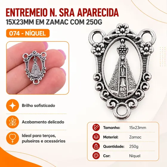 Entremeio N. Sra Aparecida 15X23Mm Em Zamac Com 250G