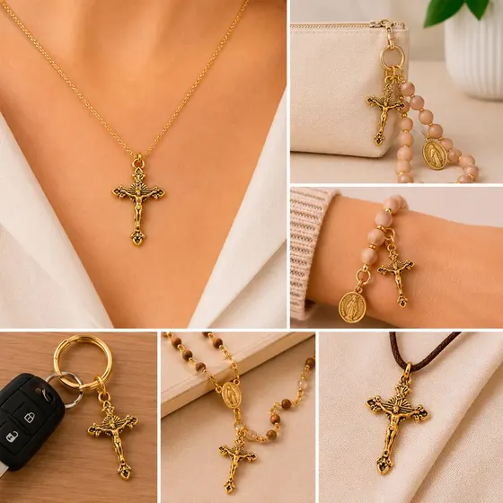 Pingente Crucifixo 16X27Mm Em Zamac Com 250G