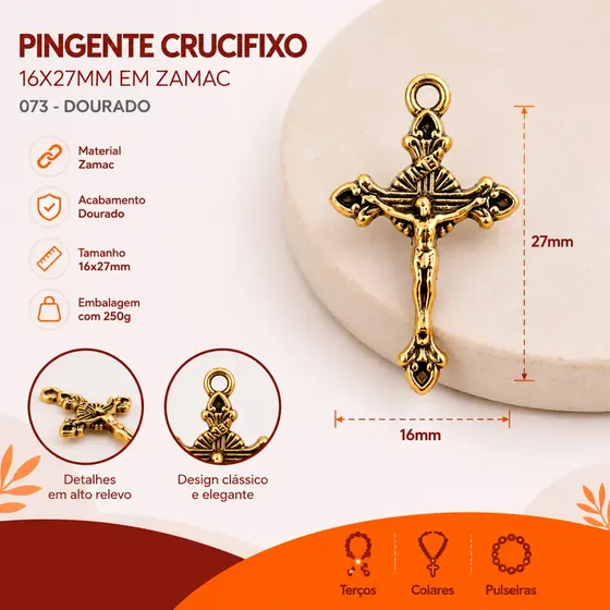 Pingente Crucifixo 16X27Mm Em Zamac Com 250G