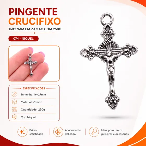 Pingente Crucifixo 16X27Mm Em Zamac Com 250G