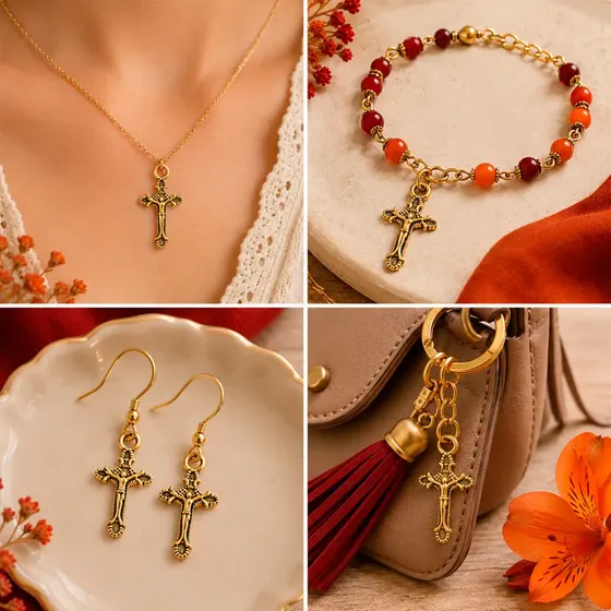 Pingente Crucifixo 12X22Mm Em Zamac Com 250G