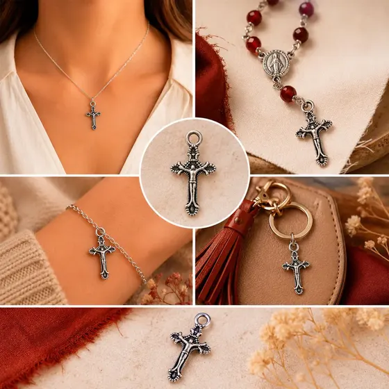 Pingente Crucifixo 12X22Mm Em Zamac Com 250G