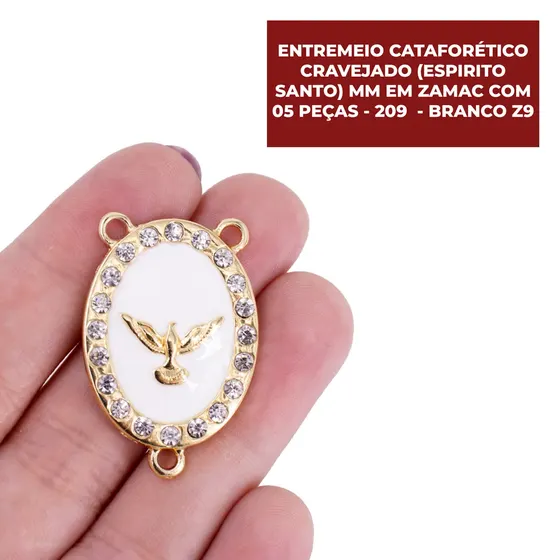 Entremeio Cataforetico Cravejado (Espirito Santo) Mm Em Zamac Com 05 Pecas