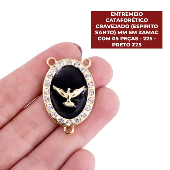 Entremeio Cataforetico Cravejado (Espirito Santo) Mm Em Zamac Com 05 Pecas