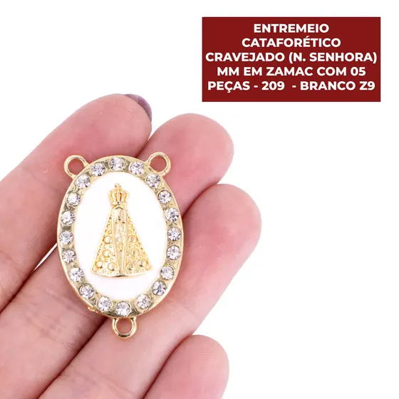 Entremeio Cataforetico Cravejado (N. Senhora) Mm Em Zamac Com 05 Pecas