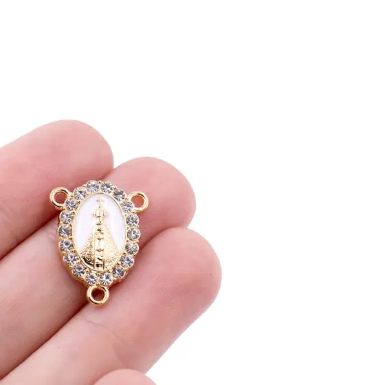 Entremeio N.S Aparecida Resinado Com Strass 16X20Mm Em Zamac Com 30 Unidades