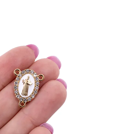 Entremeio Sao Bento Resinado Com Strass 16X20Mm Em Zamac Com 30 Unidades
