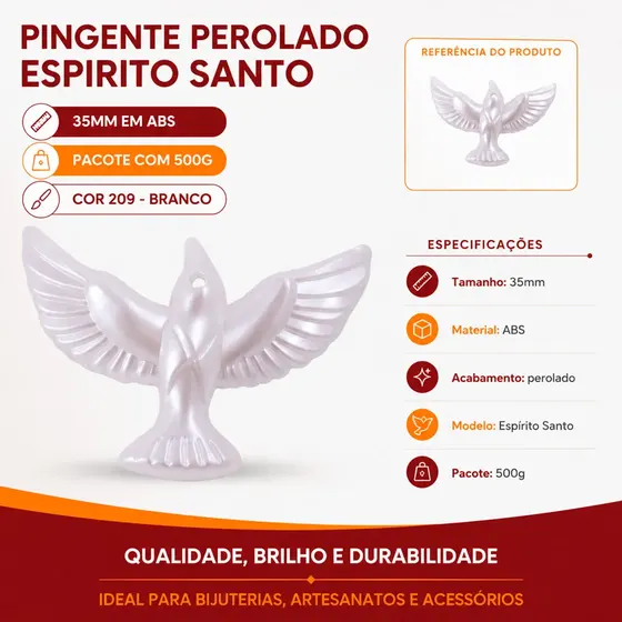 Pingente Perolado Espirito Santo 35Mm Em Abs Com 500G