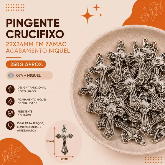 Pingente Crucifixo 22X34Mm Em Zamac Com 250G