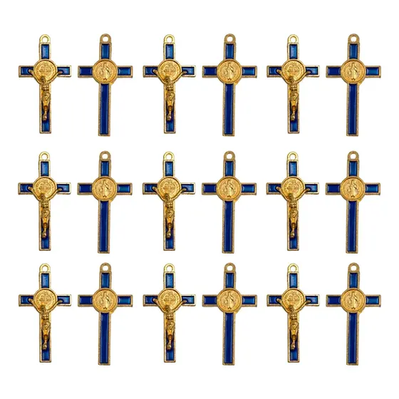 Pingente Cruz Sao Bento 20X37Mm Em Zamac Com Resina 30 Pecas